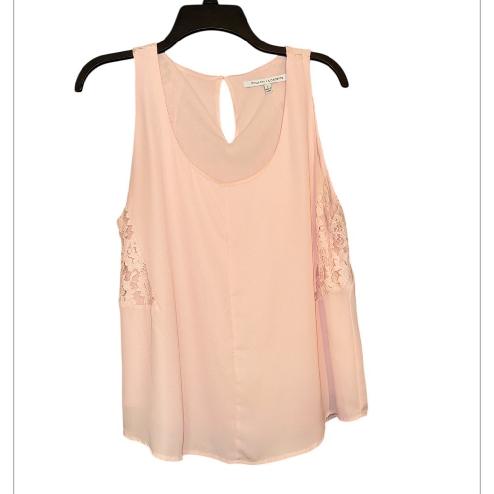 Elegant Pink Lace sleeveless blouse tank Women's large collective concepts